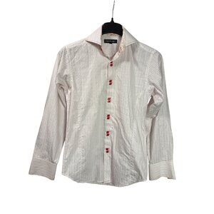 Vintage Y2K International Laundry Womens Striped Button Front Flip Cuff Shirt S